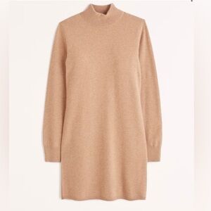 NWT Abercrombie & Fitch Cashmere Mock Neck Mini Sweater Dress Women’s XS P Camel
